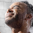 A man having bath.